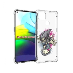 Чехол MyPads нарисованный скелет на скейт борде для Motorola Moto G9 Power