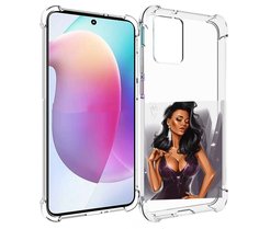 Чехол MyPads нарисованная-девушка-в-фиолетовом-платье женский для Motorola Edge 30 Neo