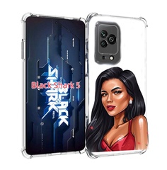 Чехол MyPads Брюнетка-в-красном-платье для Xiaomi Black Shark 5