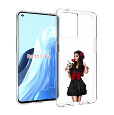 Чехол MyPads девушка-в-черном-платье-с-розой женский для OPPO RENO 7 4G