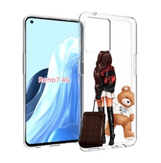 Чехол MyPads девушка-с-модным-чемоданом женский для OPPO RENO 7 4G