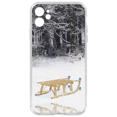 Чехол-накладка Krutoff Clear Case Санки для iPhone 11 с защитой камеры