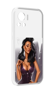 Чехол MyPads нарисованная-девушка-в-фиолетовом-платье женский для Motorola Edge 30 Ultra