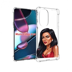 Чехол MyPads Брюнетка-в-красном-платье для Motorola Moto Edge X30