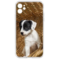 Чехол-накладка Krutoff Clear Case Щенок в корзине для iPhone 11 с защитой камеры