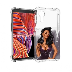 Чехол MyPads нарисованная-девушка-в-фиолетовом-платье женский для Samsung Galaxy Xcover 5
