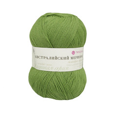 Пряжа Пехорка Австралийский меринос, 100г, 400м (252 зелёный горошек), 5 мотков