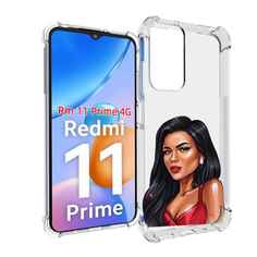 Чехол MyPads Брюнетка-в-красном-платье для Xiaomi Redmi 11 Prime 4G