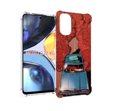 Чехол MyPads машина мчится с дымком для Motorola Moto G22 4G