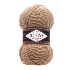 Пряжа ALIZE Lanagold fine 100г, 390м, шерсть, акрил, 466 тёмно-бежевый, 5 мотков