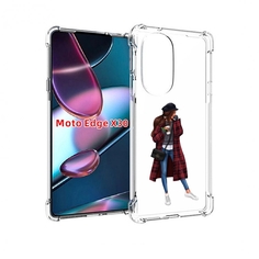 Чехол MyPads девушка-в-клетчатом-пальто для Motorola Moto Edge X30
