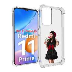 Чехол MyPads девушка-в-черном-платье-с-розой женский для Xiaomi Redmi 11 Prime 4G