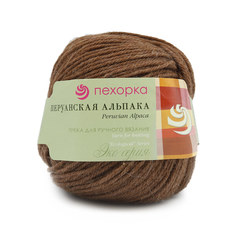 Пряжа Пехорка Перуанская альпака, 50г, 150м (альпака, меринос) (377-Кофейный), 10 мотков