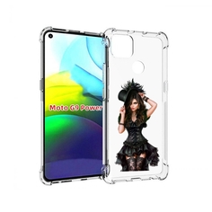 Чехол MyPads стройная-девушка-в-черном-платье для Motorola Moto G9 Power