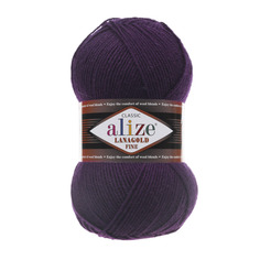 Пряжа ALIZE Lanagold fine 100г, 390м (шерсть, акрил) (111 сливовый), 5 мотков
