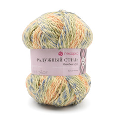 Пряжа Пехорка Радужный стиль, 100г, 200м (1037 мулине светло-жёлтый, зелёный), 5 мотков