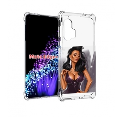 Чехол MyPads нарисованная-девушка-в-фиолетовом-платье женский для Motorola Edge+ Plus
