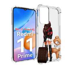 Чехол MyPads девушка-с-модным-чемоданом женский для Xiaomi Redmi 11 Prime 4G
