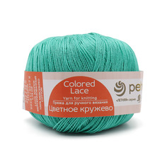 Пряжа Пехорка Цветное кружево, 50г, 475м (100% хлопок) (581 Светлый изумруд), 4 мотка
