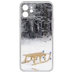 Чехол-накладка Krutoff Clear Case Санки для iPhone 12 с защитой камеры
