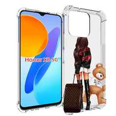 Чехол MyPads девушка-с-модным-чемоданом женский для Honor X8 5G