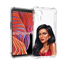 Чехол MyPads Брюнетка-в-красном-платье для Samsung Galaxy Xcover 5