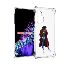 Чехол MyPads девушка-в-клетчатом-пальто для Motorola Edge+ Plus