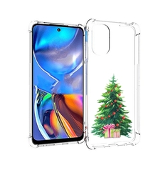 Чехол MyPads Елка новогодняя с подарками акварель для Motorola Moto E32