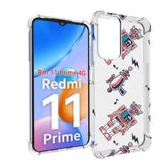 Чехол MyPads мини-роботы для Xiaomi Redmi 11 Prime 4G