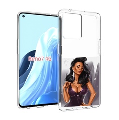 Чехол MyPads нарисованная-девушка-в-фиолетовом-платье женский для OPPO RENO 7 4G