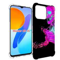 Чехол MyPads скелет-робот-фиолетовый для Honor X8 5G