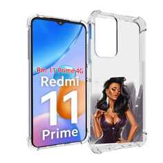 Чехол MyPads нарисованная-девушка-в-фиолетовом-платье женский для Xiaomi Redmi 11 Prime 4G