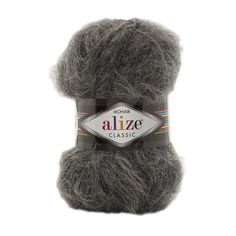 Пряжа ALIZE Mohair classic New, 100г, 200м (мохер) (196 тёмно-серый меланж), 5 мотков