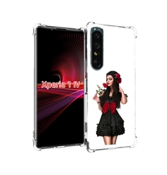 Чехол накладка MyPads девушка-в-черном-платье-с-розой женский для