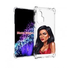 Чехол MyPads Брюнетка-в-красном-платье для Motorola Edge+ Plus