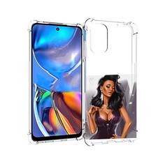 Чехол MyPads нарисованная-девушка-в-фиолетовом-платье женский для Motorola Moto E32