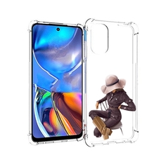 Чехол MyPads загадочная-девушка-в-костюме женский для Motorola Moto E32