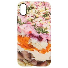 Чехол-накладка Krutoff Софт Кейс Сельдь под шубой для iPhone XS черный