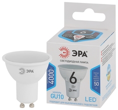 Лампочка светодиодная ЭРА STD LED MR16-6W-840-GU10 GU10 6 Вт софит нейтральный белый свет ERA