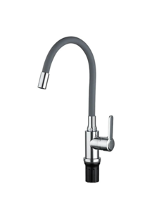 Смеситель для кухни Frud R052 R42052-31 с гибким изливом, однорычажный, серый/хром