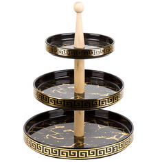 Блюдо трехъярусное Черный мрамор Nouvelle 25х25х32,5 см 1180048