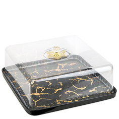 Блюдо сервировочное с крышкой Черный мрамор Nouvelle 27,5х27,5х13 см 1180042