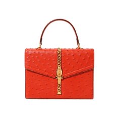 Сумка Sylvie 1969 small из кожи страуса Gucci