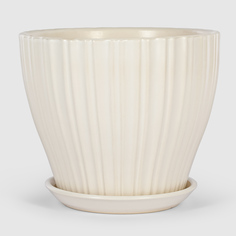 Кашпо керамическое для цветов Shine Pots 16x14см белое глянец