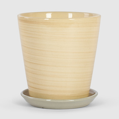 Кашпо керамическое для цветов Shine Pots 16x17см бежевое полосатое