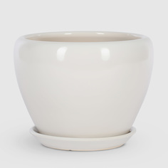 Кашпо керамическое для цветов Shine Pots 26x19см белое глянец