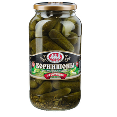 Корнишоны маринованные Скатерть-самобранка хрустящие, 1415 мл