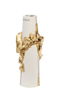 55rd5203l ваза керамическая белая с золотым декором 13*9*30см (garda decor) белый