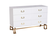 Kfg089 комод 6 ящиков белый/золото 120*42*80см (garda decor) белый