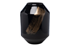 71pn-5181 ваза стеклянная черная с золотом d27*38см (garda decor) черный